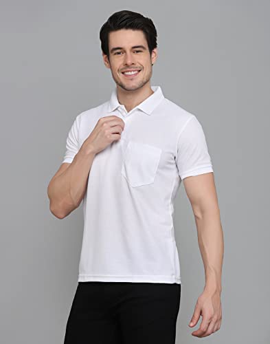 Image of INKKR Men's Polo Neck Half Sleeve Cotton Blend Regular Fit T-Shirt With Pocket