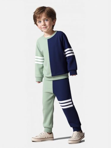 Toddler Boy Sweatsuit Stripe Long Sleeve Pull On Clothes Two Tone Tops and Pants Fall Winter Set