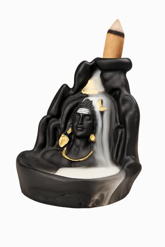 Image of Lord Shiva Idol Backflow Incense Burner 10 | Polyresin Shiv Ji Statue for Pooja, Meditation, Home Temple, Vastu & Aromatherapy | Spiritual Smoke Fountain for Office & Gift Purpose