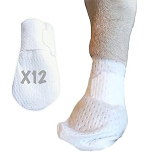 Medimitt Paw Bandages for Dogs, Cats and Pets – Stretchy Medical Booties, First Aid for Paws – Non Slip, Non Adhesive, Breathable, Disposable, Washable, Adjustable Strap, 12 Pack (Small)