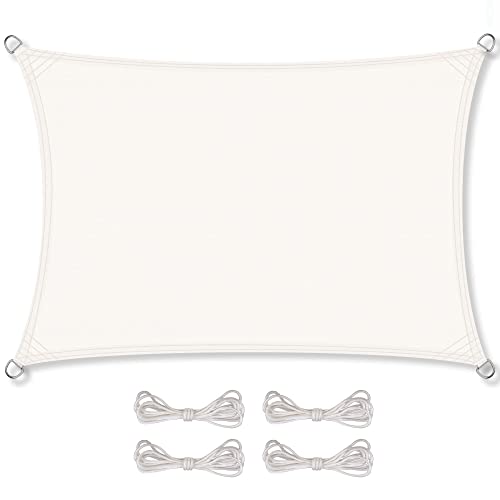 CelinaSun Sonnensegel wasserdicht inkl Befestigungsseile Premium PES wasserabweisend imprägniert Rechteck 2 x 3 m weiß