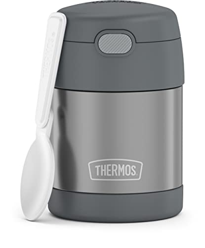 Image of THERMOS FUNTAINER Insulated Food Jar, 10 Ounce, Kid Friendly Food Jar with Foldable Spoon, Gray