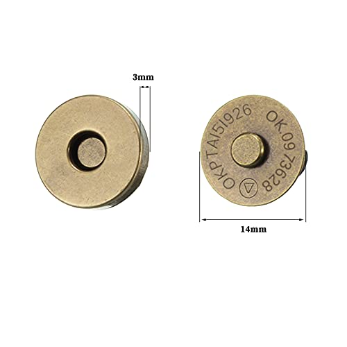 20 Set Magnetic Snaps, Purse Magnetic Bag Fastener Clasp Magnetic Button Replacement Kit for Sewing, DIY Craft, Purses, Bags, Clothes, Leather (Bronze 14MM) - Thumbnail 2