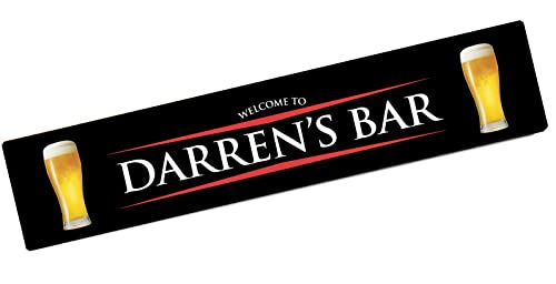 Artylicious Personalised SMall Bar Runner Mat - black red beer printed home bar mat L736