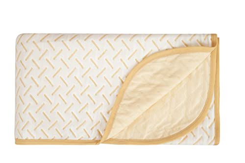 Image of BSB HOME 100% Cotton Reversible Dohar Double Bed, Soft Lightweight Bed Blanket, AC Dohar Blanket for Summers /Winter (Size 90 inch by 88 inch, Beige & White, Gift Packing Bag)\