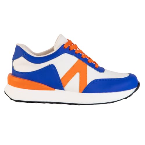 Makers Shoes - NOVA 6 - Women's Fashion Sneakers, Low-Top Athletic Shoes, Blue and Orange, Lace-up Casual Walking Shoes with Cushioned Insole2