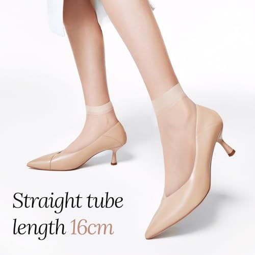 20PCS Ankle High Nylons for Women, Sheer Socks Summer Ultra Thin Cool See for Ladies, Ankle Stockings for Everyday Wear Parties Special Occasions Black, Skin Color, Grey, Brown3