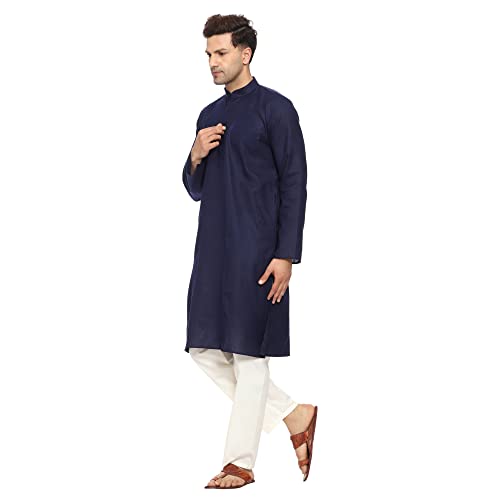 Image of ITOS365 Men Cotton Blend Kurta Pyjama Set Party Fashion Regular Ethinic Wear Indian Dress Gift for Men