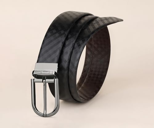 Image of LOUIS STITCH Men's Spanish Leather Reversible Belt 1.25 inch (35mm) Handcrafted Formal Waist Strap Officewear Men Gents Boys (Black /Brown) (BE-VB-CR)