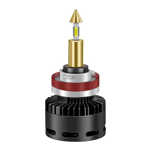 JEYEFFE 360 GOLD Lampadine LED Auto 30000 Lumen 55W 6000K — Faro LED 360° con Ventola, Plug&Play IP68, Monoled, Sostituzione 1:1 per Lampade Alogene, Per Fari Lenticolari, Alta Luminosità (H11)