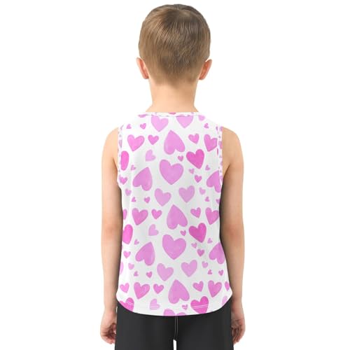 J JOYSAY Watercolor Heart Pink Boys Tank Top Sleeveless Muscle Shirts Quick Dry Kids T-Shirts 3-15T3
