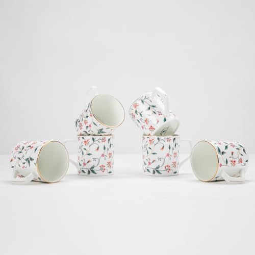 Image of GOLDEN QUEEN'S Tea Cups Set of 6 | Ideal for Everyday Tea and Coffee, Enhancing Your Daily Rituals | Handcrafted & 24K Gold on Rim - Blush & Pink Charm
