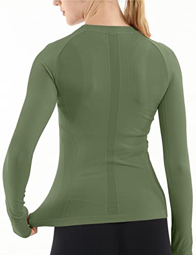 Image of MathCat Seamless Workout Shirts for Women Long Sleeve Yoga Tops Sports Running Shirt Breathable Athletic Top Slim Fit XS-XL
