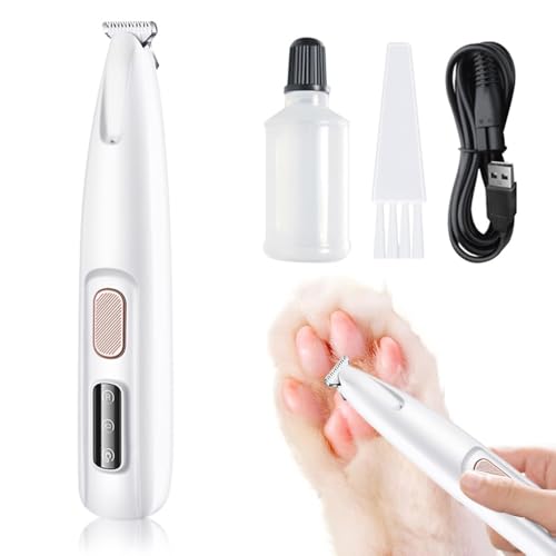 YuuFcy Rasoio impermeabile ricaricabile per animali domestici con luce a LED, tosatrici per cani per toelettatura di peli spessi, 2024 nuovo trimmer per zampe di cane, a basso rumore, senza fili