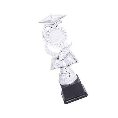 NUOBESTY Chapéu de plástico prateado com troféu de formatura, vencedor da taça do prêmio Troféus par