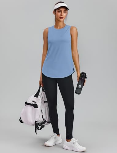 Image of PINSPARK Workout Tank Tops for Women UPF 50+ Side Slits Athletic Gym Shirt