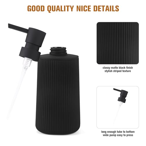 Moderne Seifenspender Schwarz Kunststoff Spülmittelspender, Seifenspender Bad für Badezimmer, Arbeitsplatte, Küche, Soap Dispenser mit Pumpspender (Schwarz 2 Stück)