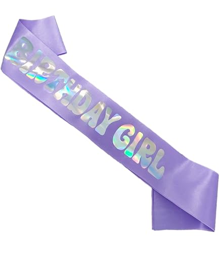 Light Purple Iridescent "Birthday Girl" Sash – One‑Size Satin Ribbon for Women’s Celebrations2