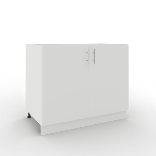 JD Greta Adjustable Kitchen Base Unit - 1000mm - Base Cabinet with Doors (No Worktop) - White Matt