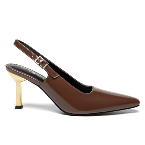 Athlefit Women's High Stiletto Slingback Heels Elegant Closed Square Toe Dress Pumps Shoes for Bridal Wedding Work Party2