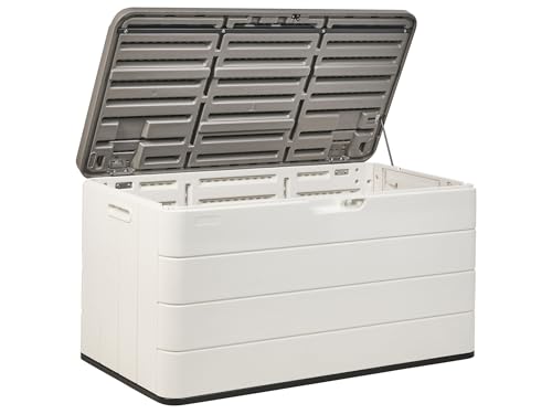 Beliani Coffre de Rangement de Jardin pour Coussins en Plastique 116 x 60 cm Blanc Milies