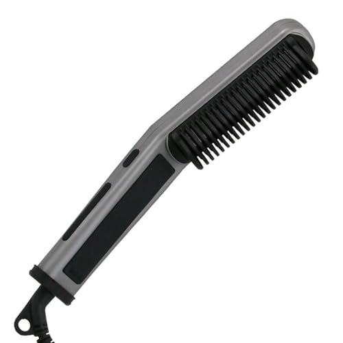 Hair Comb Iron Professional Straightener with 6 Temperature Settings, 1.25 Inch Ceramic Heating Tong, 360° Swivel Cord, LED Display, 120-220°C, Gray and Black