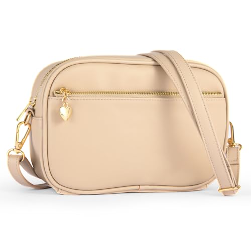 Triple Zip Small Crossbody Bag for women Pu Leather Purses Small Shoulder Handbag - Main Image