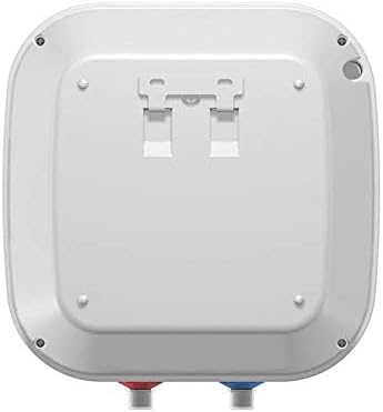 Rear view of the water heater showing the mounting bracket attachment points