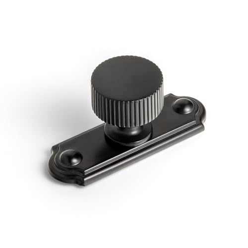 Goo-Ki Black Zinc Alloy Cabinet Knob with Backplate - Single Hole Center Cabinet Pull Hardware for Bedroom, Kitchen, 2 Pack（9596-C）