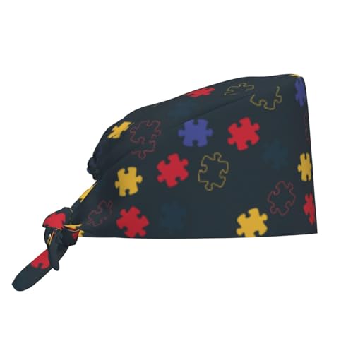 Image of Working Cap Scrub Cap with Sweatband Adjustable Unisex Women Tie Back Hat Nurse Surgical Caps