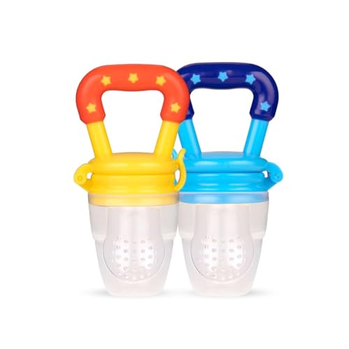 Image of Bumtum Baby Silicone Food & Fruit Nibbler with Extra Mesh | Soft Pacifier Feeder & Teether for Infants 3+ Months | BPA Free, Hygienic | Baby Fruit Nibbler Combo - Pack of 2