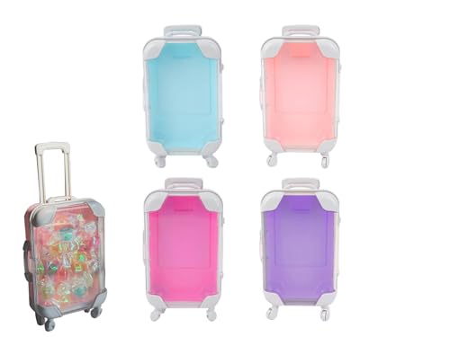 Lijinhe Mini Suitcase Favor Boxes Little Luggage with Wheels for Gifts Candy Lashes and Travel-Themed Favors Assorted Color False Eyelash Packaging Box(4 Pcs)