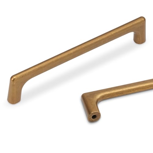 POVEFONK 10 Pack 5 Inch(128mm) Antique Brass Kitchen Cabinet Handles Cabinet Pulls Vintage Drawer...