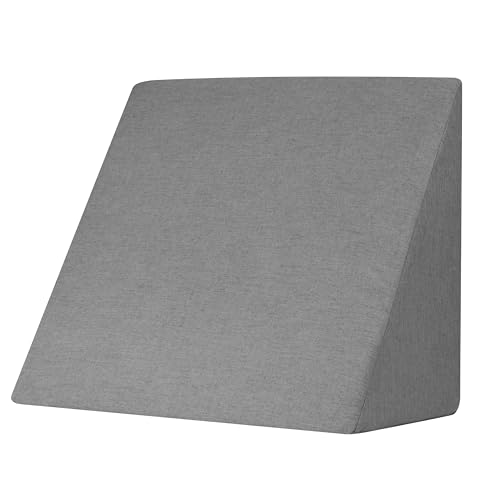 bonmedico Coussin Triangle Ergonomique Multifonction - Coussin Canapé, Lecture, Lit, Rehausseur, Cale Dos en Mousse – Gris
