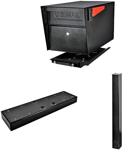 Mail Boss Mail Manager Pro X2 In-Ground Mount Combo Kit Locking Metal Standard Mailbox - Black