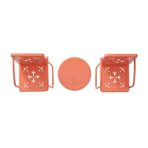 Crosley Furniture Azalea 3-Piece Vintage Outdoor Chair and Side Table Set, Retro Metal Patio Conversation Sets, Coral Gloss