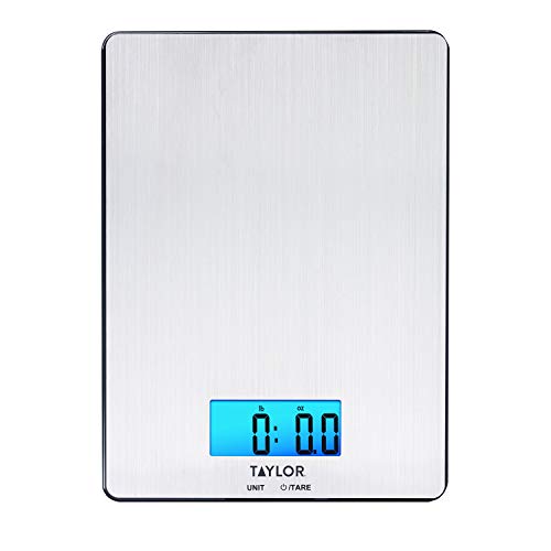 Taylor Precision Products 11lb Stainless Steel Digital Kitchen Scale Ultra-Thin Silver