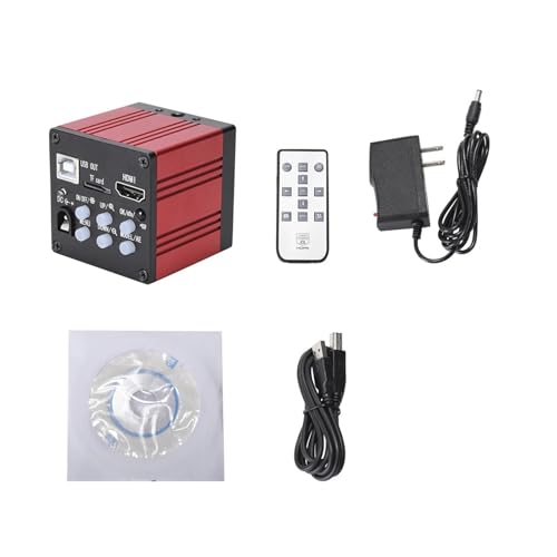 51MP 60FPS Microscope Camera 180X Lens HDMI USB 1080P Industrial Electronic Digital Microscope for Phone Repair PCB Soldering(Red Camera Full kit)