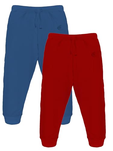 Image of KiddoPanti 100% Cotton Track Pants for Boys & Girls | Soft Single Jersey Fabric | Elastic Waist with Drawcord | Full Length with Rib Hem & Pockets | Joggers for Kids
