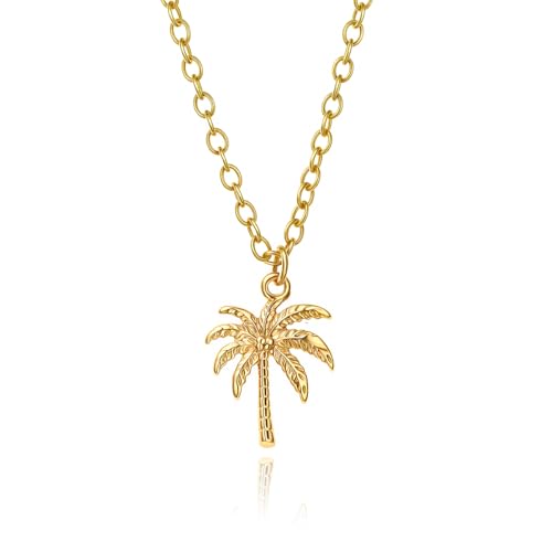 Beach Charm Necklace Heart Crystal, Starfish, Teardrop Crystal Pendant, 14K Gold Plated Chain, Palm Tree Necklace, Ocean Theme Jewelry