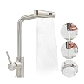 OWOFAN Kitchen Faucet with Pull Down Sprayer Waterfall Single Hole Single Handle Stainless Steel Kitchen Sink Faucets Brushed Nickel