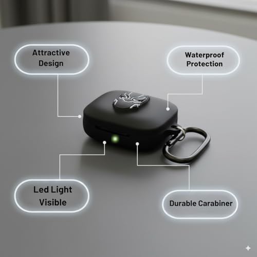 Image of Kapture Soft Silicone Case Compatible with Oneplus Buds 3 Cover, oneplus Buds 3 case Cover with Hook, oneplus Earbuds 3 case Cover with Silicone 360 Protection Dust-Proof Shockproof (Black P.)