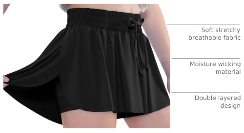 Image of EXARUS Girls Butterfly Shorts Athletic Flowy Cheer Dance Skorts Teen