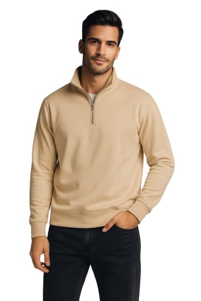 Image of Half Zipper Solid Sweatshirt for Men