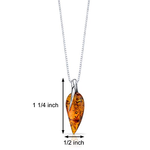 PEORA Genuine Baltic Amber Leaf Drop Earrings for Women 925 Sterling Silver, Leaf Shape, Rich Cognac Color, French Clip, Real Baltic Amber Earrings for Adults, 100% Natural from Baltic Region2