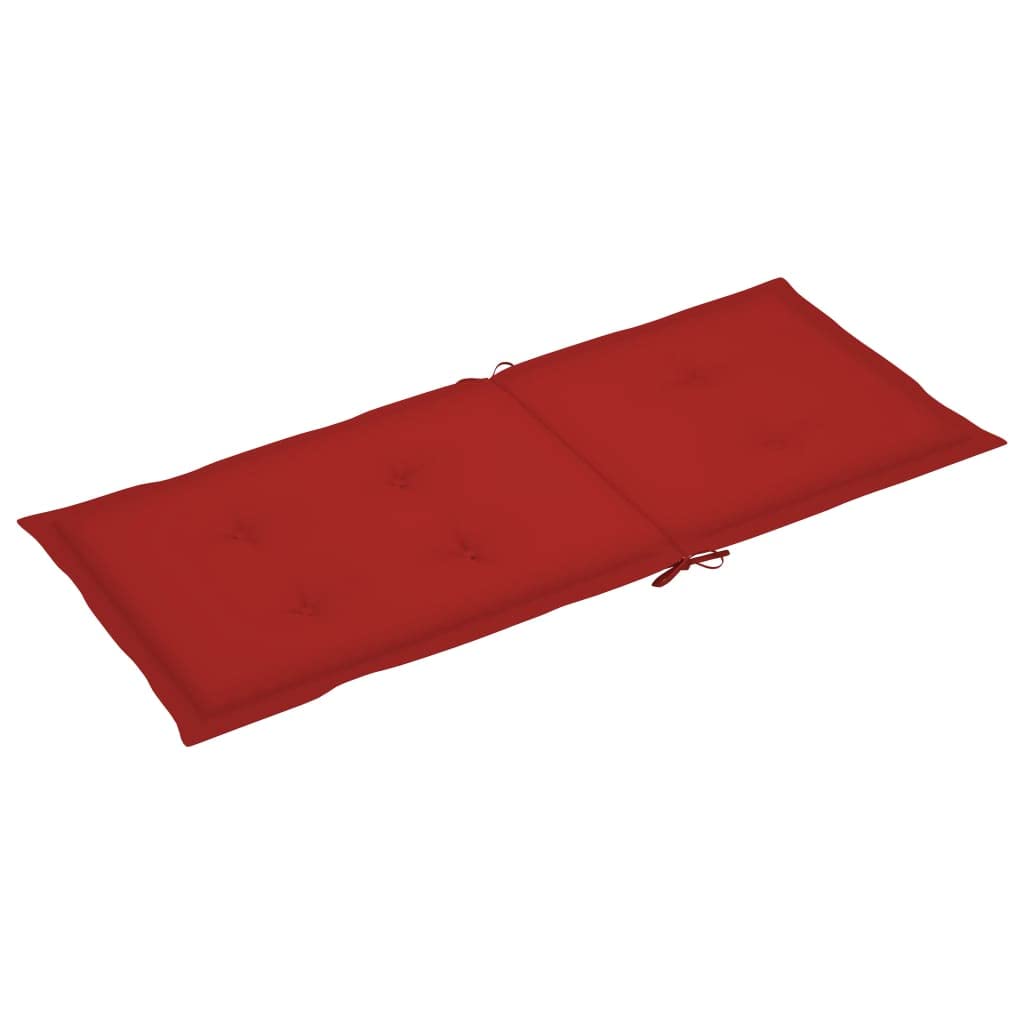 Cuscini per sedia da giardino, 2 pezzi, per sedie a sdraio con schienale alto, design universale, per interni ed esterni, balcone, terrazza, con 2 laccetti, rosso, 120 x 50 x 3 cm