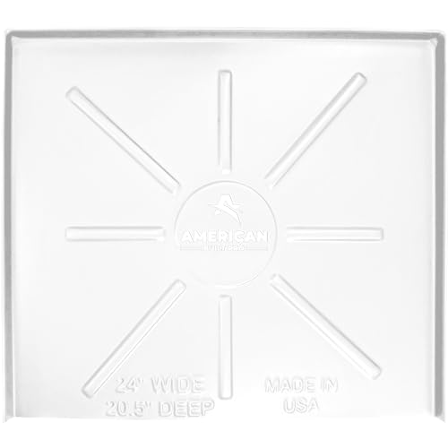 American Built Pro HDPE Dishwasher Drain Pan - Open-Ended Dishwasher Leak Pan - Directs Water Upfront for Timely Identification - 24 inch x 20.5 inch - White