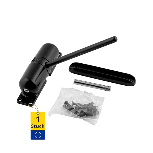 DMX - Türschließer Federbelastete Einstellbare Automatischer Außen und Innen Türanlehner für Gartentor Tore Türen 1 Stück - WHD - Schwarz 120x30 mm