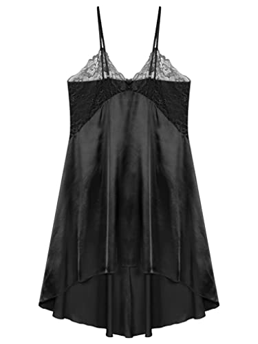 Men's Sheer Lace Patchwork Satin Sissy Dress Irregular Hem Pajamas Nightdress Nightwear3