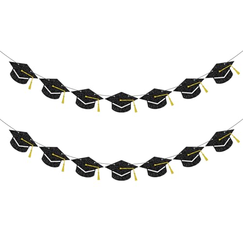 Image of Graduation Grad Caps Banner Garland, Graduations Party Banner, Grad Congrats Class of 2026 Party Decorations for College High School Graduations Party Supplies (Graduation Cap Garland)